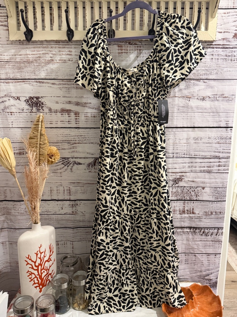 Blush Black and Cream Printed Maxi Dress